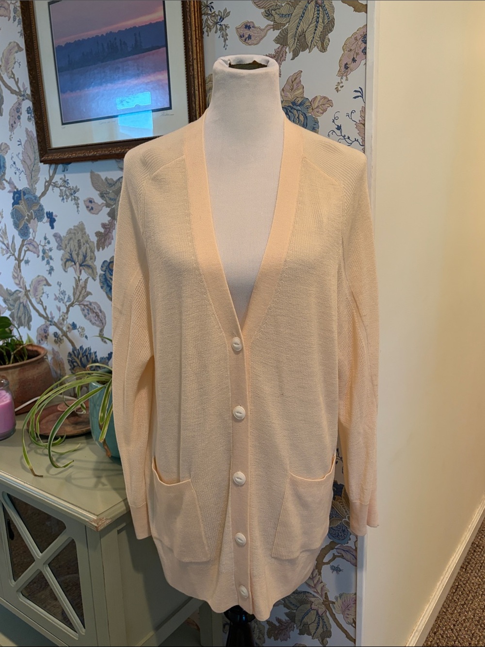 rag & bone Yorke Cardigan Soft Cream V-Neck Button Front